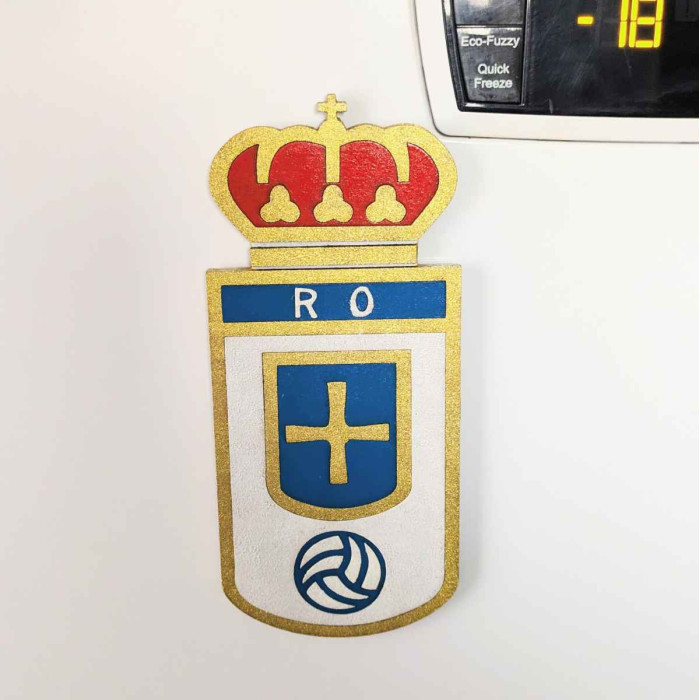 Imán escudo Real Oviedo hecho en madera