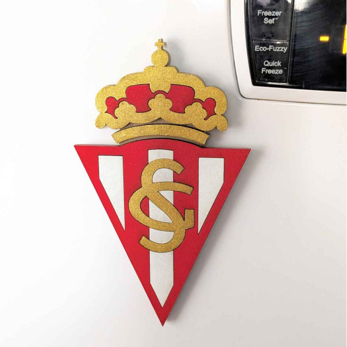 Imán escudo Real Sporting de Gijón hecho en madera