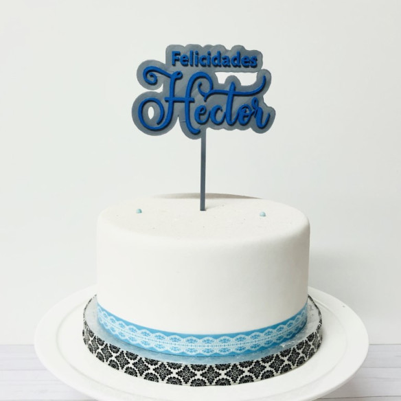 Topper para tarta de cumpleaños con nombre personalizado